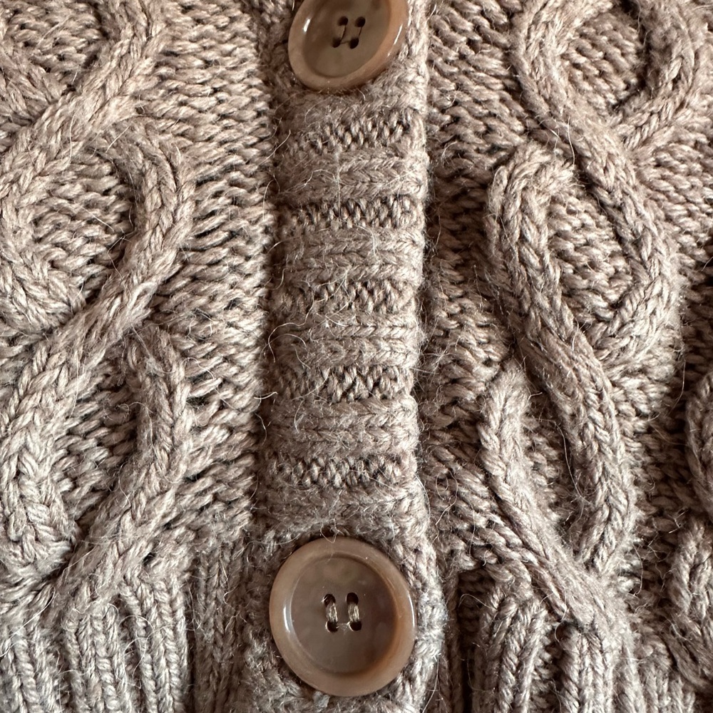 Aerie Tan Cable Knit Cropped Cardigan - Picture 4 of 8
